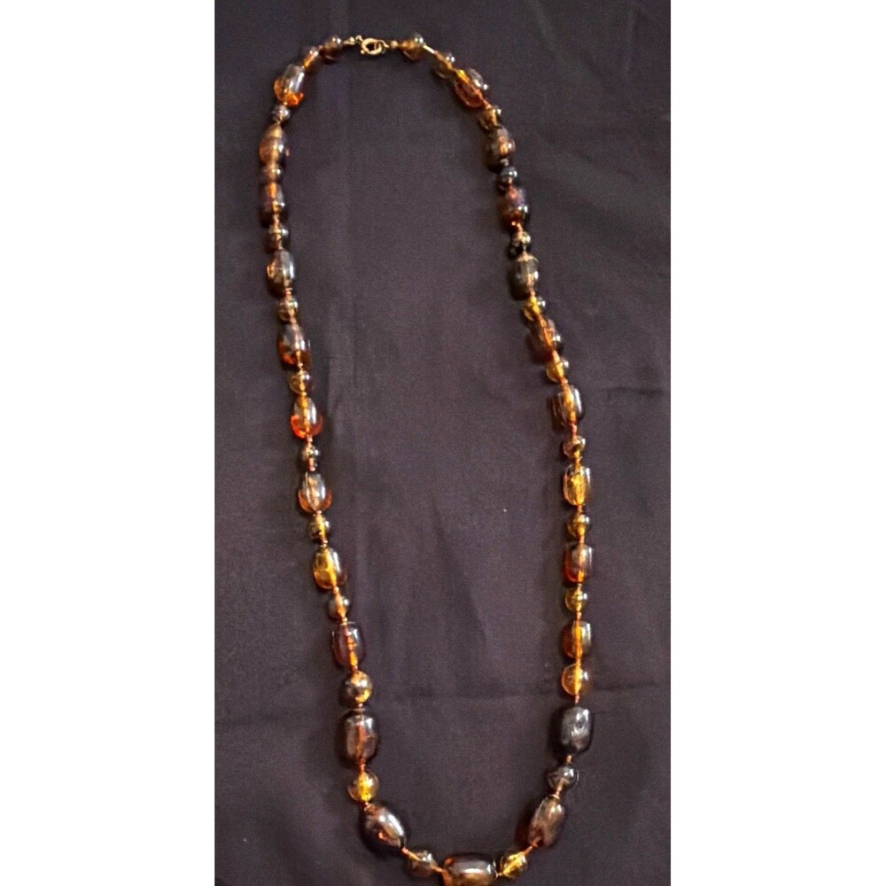 Vtg Graduated Baltic Amber Beaded Necklace Warm Honey Cognac Fossilized Strand